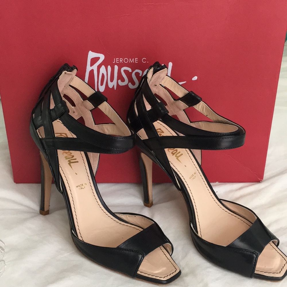 Jerome C Rousseau Black Leather Heels